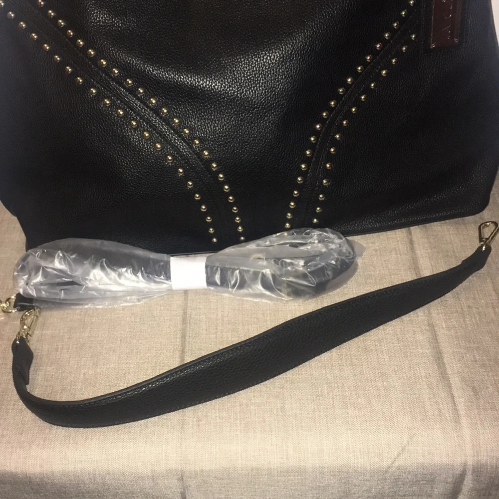 NEW Pebbled Vegan Leather Studded Hobo Western Studded Shoulder Bag